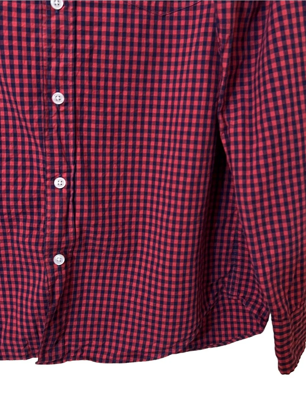 J. Crew Mens Medium Red Flex Washed Shirt Check Gingham Button Up Slim Fit